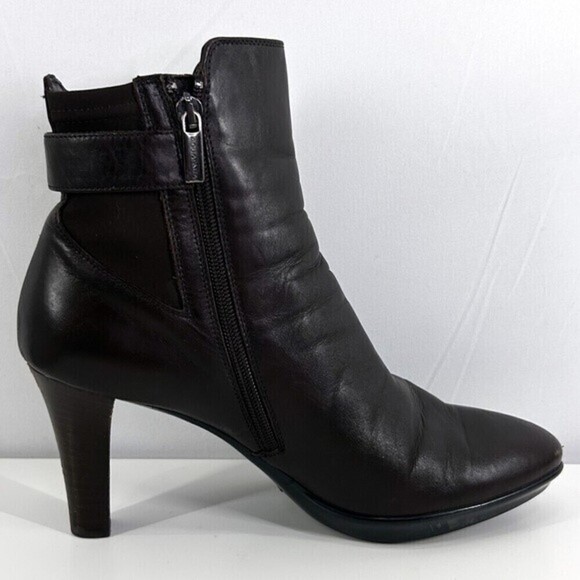 Aquatalia Dark Brown Leather Rouge Royal Heeled Ankle Boots Kate Middleton 11 - Picture 8 of 10